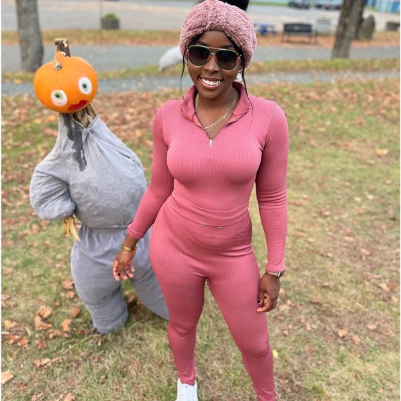 Pink spandex track suit set - Picture 1 of 8